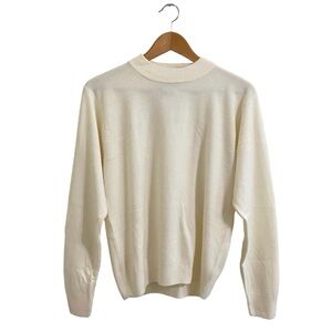 SAG HARBOR mock neck long sleeved beige/cream sweater - sz MEDUIM - sheer -